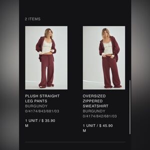 Zara Burgundy Sweat Set